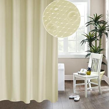 Imagem de Tingpai Co na de chuveiro de 6 x 6 pés com 12 ilhós e ganchos de metal Co nas de banho sólidas à prova d'água Co nas de banheiro deco tivas Waffle Weave Co na de banhei lavável à máquina