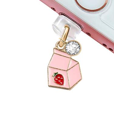 Imagem de Porta de carregamento USB CP195, plugue antipoeira, lindo pingente de leite de morango para iPhone 11/ XS MAX/XR/X/8 Plus/7/6S/8/SE iPad iPod