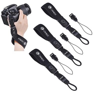 Imagem de Alças de pulso para DSLR e câmeras compactas – Pacote com 3 – Extra forte e durável – Pulseira de neoprene confortável – Ajuste ajustável – Clipe de liberação rápida – Tethers extra e pano de limpeza incluídos
