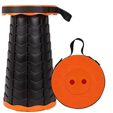 Imagem de KELATI Banco dobrável, banco retrátil telescópico com saco de armazenamento, capacidade de 180 kg, para viagens ao ar livre, pesca, caminhadas e churrasco (incluindo bolsa de armazenamento) - laranja