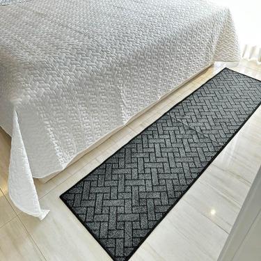 Imagem de Tapete Passadeira Carpete Sala Quarto Trama Titulos Cinza