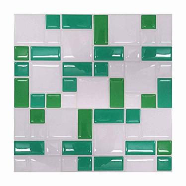 Imagem de Pastilha Resinada Adesiva Quadrada Verde E Branco Kit 4 placas