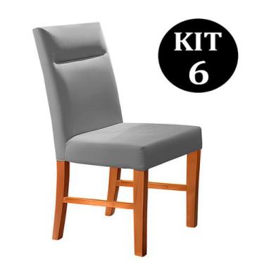 Imagem de Kit 6 Cadeiras De Jantar Estofada Cinza Em Veludo Yastik - Decorium