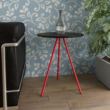 Imagem de Mesa Lateral Gabriela Wood Preto E Vermelho - Preto