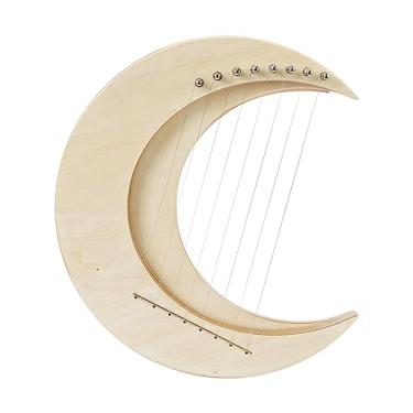 Imagem de CIADAZ Lira tipo lua crescente de 8 cordas Tecla G Lira portátil Cordas de fio de aço Mini instrumento de cordas