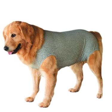 Imagem de Roupa Protetora Pós Cirúrgica Pet Para Castração de Cachorro Tecido Dry Fit Com Proteção Solar UV 50+ (Cinza, 11)