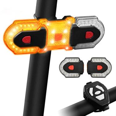 Imagem de Luz de bicicleta,YIWENG Luz de sinalização de direção de bicicleta de controle sem fio à prova d'água luz de aviso de segurança dianteira traseira de bicicleta