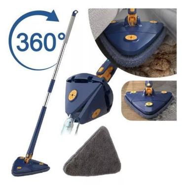 Imagem de Mop Limpeza 360 Triangular Giratório Ajustável, Lava E Seca,