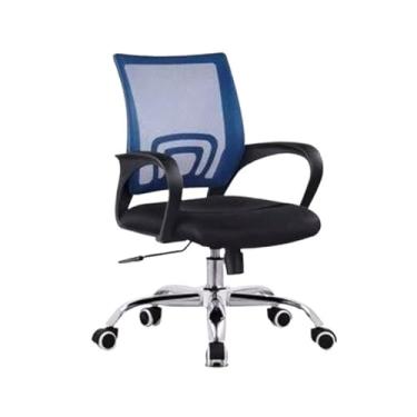 Imagem de WAOCEO Cadeira de escritório cadeira de computador conferência cadeira de escritório encosto simples cadeira de estudo doméstico cadeira móvel giratória confortável cadeiras de mesa (cor: azul + preto)
