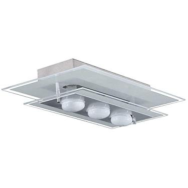 Imagem de Luminária Plafon com 02 Vidros para 03 Lampadas 50cm x 28cm Ideal para Sala, Cozinha, Quarto (Branco)
