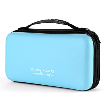 Imagem de alavisxf xx Capa para CD, capa protetora de EVA para DVD Blu-ray com capacidade 96, estojo portátil com zíper para CD, organizador de disco, bolsa carteira para carro, viagem em casa (capacidade 96,