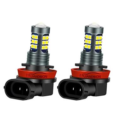 Imagem de Ruiandsion Lâmpada LED de neblina H8 H11 branca estroboscópica 12V super brilhante 3030 27SMD Chips de substituição para luzes diurnas ou luz de neblina (pacote com 2)