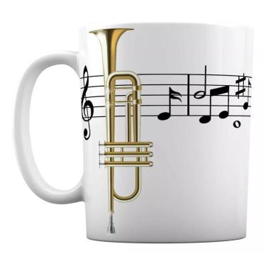 Imagem de Caneca Instrumento Musical Trompete Notas Musicais Música