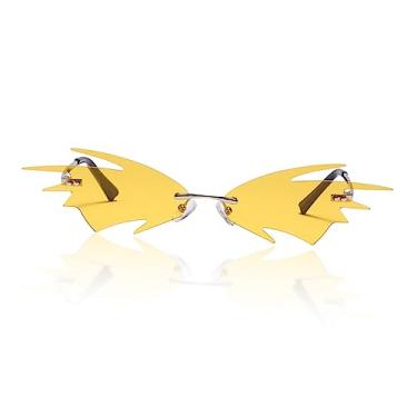 Imagem de CALLARON Oculos De Sol Legal Óculos De Sol Em Forma De Morcego Óculos Sem Aro Óculos De Sol Anos 90 Para Mulheres Óculos Masculinos Decorar Senhorita Elegante Plástico