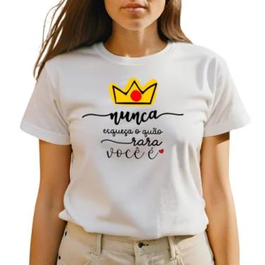 Imagem de Camiseta T-shirt Feminina Estampado Mulher Poderosa Blusinha Camisa Moda Plus Size CF01-011 (Branco, GG)