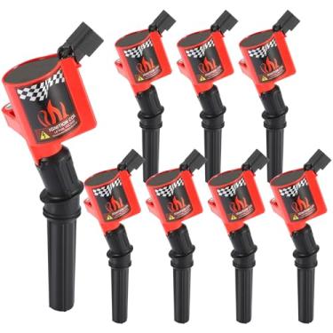 Imagem de CarBole Pacote de bobinas de ignição compatível com Ford, Lincoln, Mercury, conjunto de 8 serve 4,6L 5,4L 6,8L V8 V10 Energy F150, F250, F350 OE DG508 DG457 FD503 (vermelho)