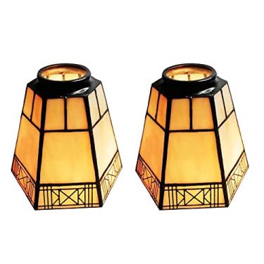 Imagem de Abajur de teto com várias cabeças Tiffany - Conjunto de 2 peças HMJ6011 abajur de vidro bege