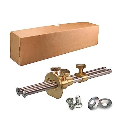 Imagem de Kit de calibre de marcação de roda de lâmina dupla com 2 rodas e parafusos extras, cabeça pequena de latão antirolamento, régua de micro ajustador métrico, ferramentas de marcenaria para marcenaria