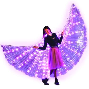 Imagem de Tidalpool Véu Iluminado Asas de Anjo Tamanho Adulto Asas de Fada - Fantasia de Anjo Festival e Traje Cosplay Rave, Roxa, One Size
