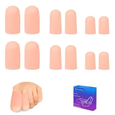 Imagem de Keroius 6 pares de protetores de bico de silicone para dedos de martelo, protetores de dedo do pé macios para mulheres e homens, mangas para calos, bolhas e calos