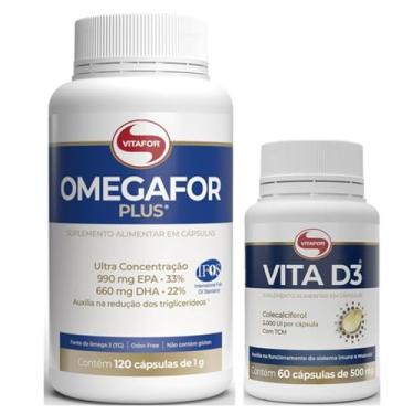 Imagem de Kit 1 Omegafor Plus 120 Cps + 1 Vitamina D3 60 Cps Vitafor