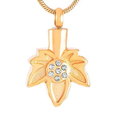 Imagem de YTIYT Colares de urna para cinzas joias de cremação para cinzas folha de bordo colar pingente de cremação aço inoxidável joia de lembrança de columbário joias funerárias, Aço inoxidável, não conhecido