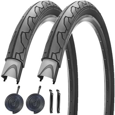 Imagem de SIMEIQI Pneus de bicicleta Slick de 26 x 1,95 ou com tubos de bicicleta de 66 cm, válvula Schrader de 32 mm, adequada para pneus e tubos de bicicleta de 26 x 1,90 26 x 1,95 26 x 2,0, 26 x 2,125, pneus