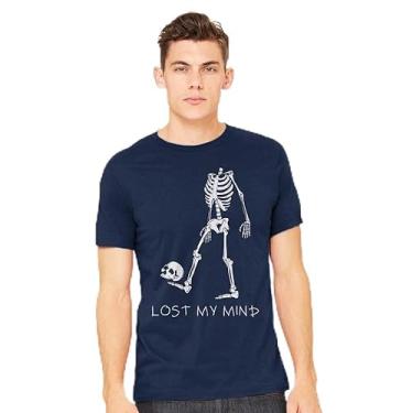 Imagem de TeeFury - Lost My Mind - Camiseta masculina Death, Skeleton,, Azul marino, XXG