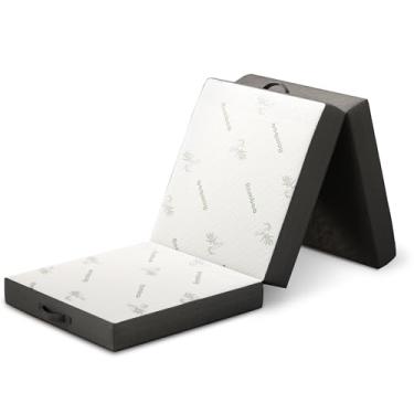Imagem de Cozzzi Colchão dobrável com três dobras para chão e viagens com capa removível - Colchão leve e portátil para adultos e crianças - compacto e fácil de armazenar (190,5 cm x 63,5 cm x 10 cm)