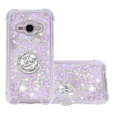 Imagem de Capa compatível com Samsung Galaxy J1 (2016)/J120, Quicksand Series Glitter Flutuante Líquido Flutuante Meninas Mulheres Capa de Telefone com Suporte, TPU Macio Amortecedor Capa Transparente (Cor: