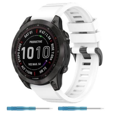 Imagem de Nacorulu Pulseira de silicone compatível com Garmin Fenix 5/Fenix 6/Fenix 7, 22 mm para Fenix 5 Plus/Fenix 6 Pro/Fenix 7 Pro/Forerunner 935 (branca)