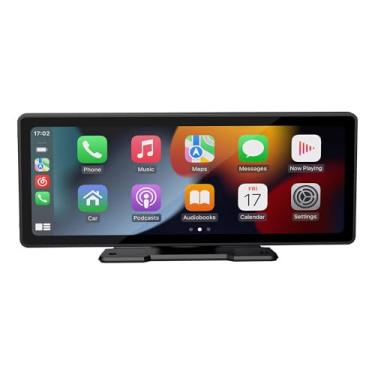 Imagem de Tela Carplay portátil sem fio, câmera de ré, câmera traseira HD invertendo, rádio do carro, DVR, MP5, Video Player multimídia, Android Auto, 10,26"