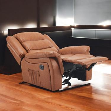 Imagem de Poltrona Do Papai Reclinável Elétrica Massageadora Ocean Corino Premium Marrom