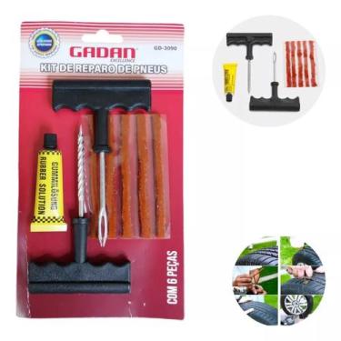 Imagem de Kit Com 8 Pecas Reparo De Pneu Carro E Moto Com 5 Espaguetes - Gadan