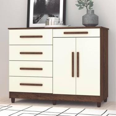 Imagem de Cômoda Muskogee 5 Gavetas 2 Portas Imbuia Champagne