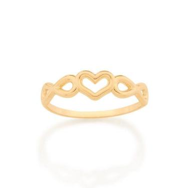 Imagem de Anel banhado ouro 3x 24k 18k e 22k feminino rommanel fino vazado amor 