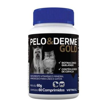 Imagem de Pelo E Derme Gold 60 Comprimidos Suplemento P/ Cães E Gatos - Vetnil