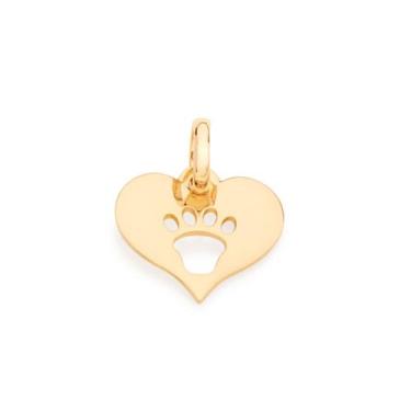 Imagem de Pingente banhado ouro 3x 24k 18k e 22k  feminino coração desenho pata 