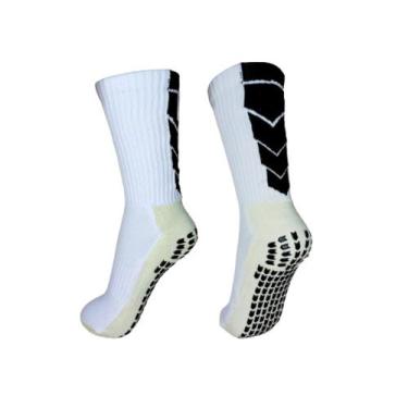 Imagem de Kit 3 Pares Meia Antiderrapante Grossa Resistente Futebol Esportiva Pr