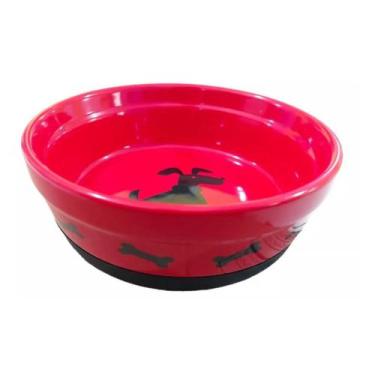 Imagem de Comedouro de Porcelana Cão Vermelho ou Azul Preto 500ml - The Pets Bra