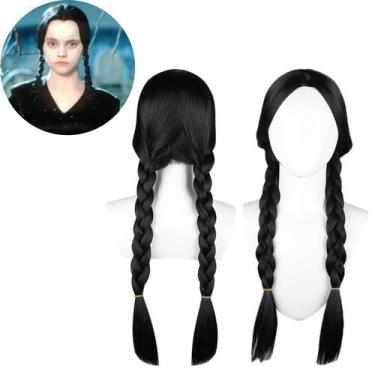 Imagem de Peruca Wandinha Família Addams Cosplay Preta Festa Fantasia - B Import