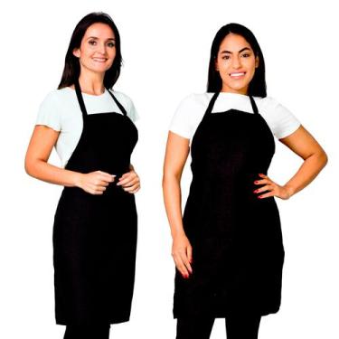 Imagem de Kit 3 Avental Frontal Preto Com Bolso Grande Liso Oxford Lojaloja - Lo