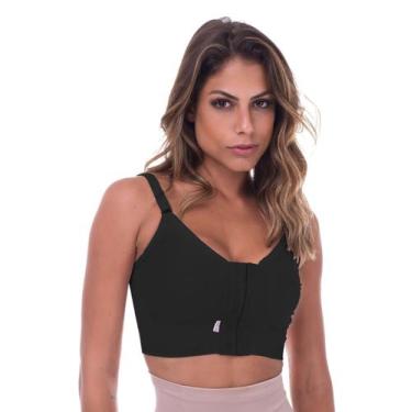 Imagem de Sutiã Pós-cirúrgico Tecido Duplo Mamoplastia Prótese Biobela, Preto, G