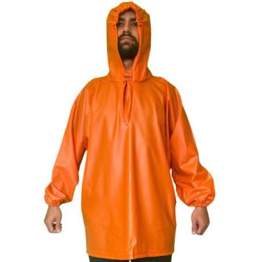 Imagem de Capa de Chuva Laranja Casaco Impermeável Adulto Profissional Pescador 