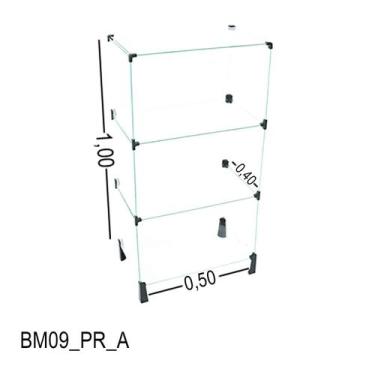 Imagem de Balcão de Vidro Temperado 4MM MÓD.50  - 0,50 x 1,00 x 0,40m - LM Balco