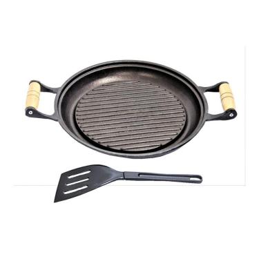 Imagem de Chapa Grill Redonda Antiaderente Alça 23X23Cm E Espátula