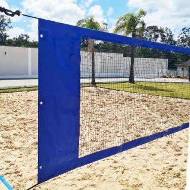 Imagem de Rede Multiuso Zaka Volei Beach Futevolei com banda lateral Azul 9,60m 