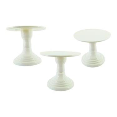 Imagem de Boleira de Plástico Suporte de Doce 28cm - Aliança, Branco