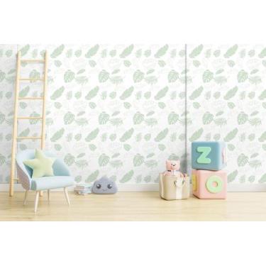 Imagem de Papel de Parede Verde Folha de Costela de Adão - Rolo com 9,50 Metros 