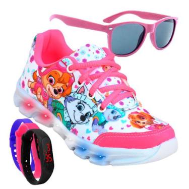 Imagem de Tenis Feminino De Led Infantil  Patrulha Canina Meninas Casual + Oculo
